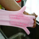 1 Pair Magic Silicone Rubbe Dish Washing Gloves Eco-Friendly Scrubber Cleaning