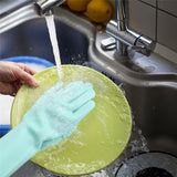 1 Pair Magic Silicone Rubbe Dish Washing Gloves Eco-Friendly Scrubber Cleaning