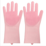 1 Pair Magic Silicone Rubbe Dish Washing Gloves Eco-Friendly Scrubber Cleaning